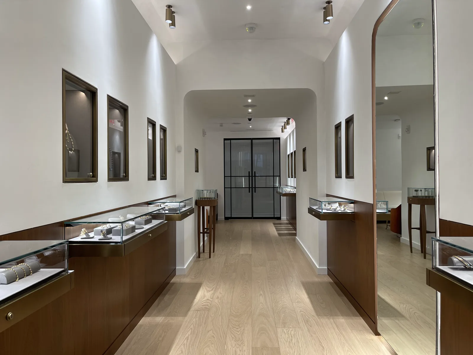 Jewelry store custom French glass door entrance by WiseGlass NY