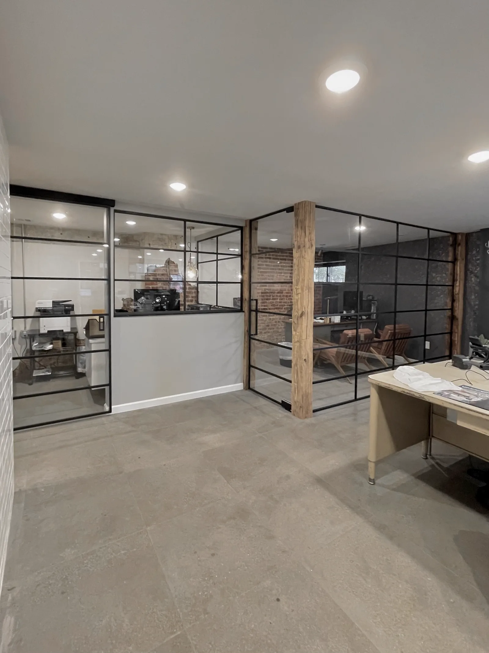 Industrial office glass partition, plumbing company headquarters NJ by WiseGlass NY
