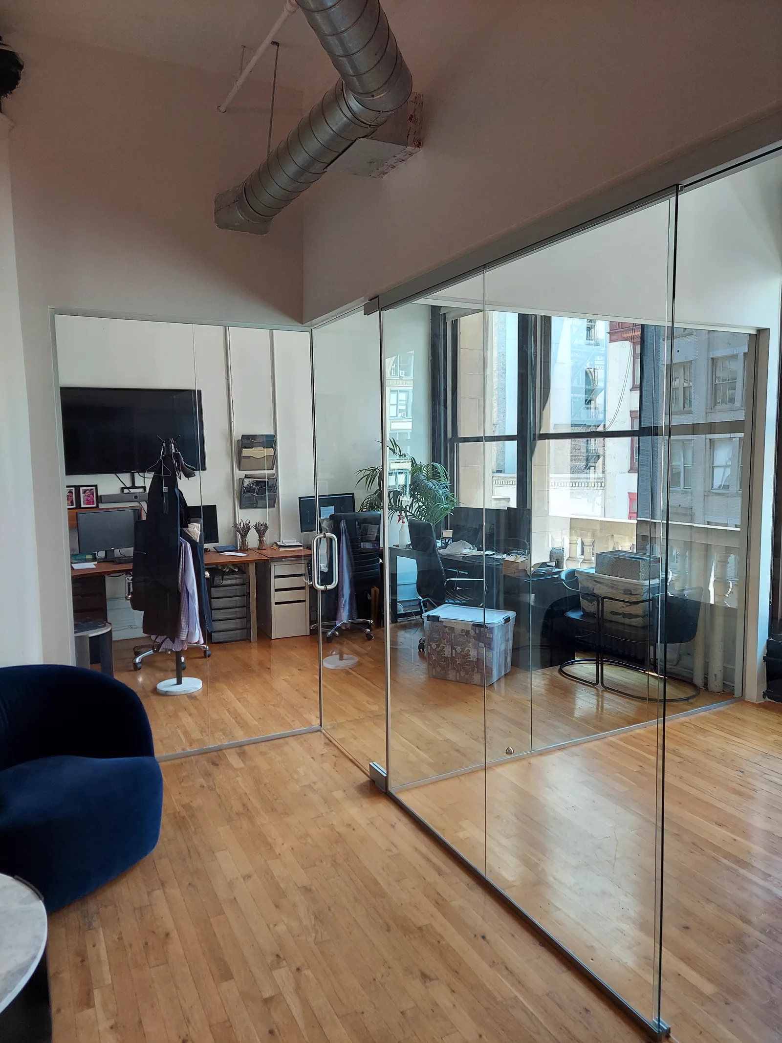 Trading firm office frameless glass partition wall by WiseGlass NY