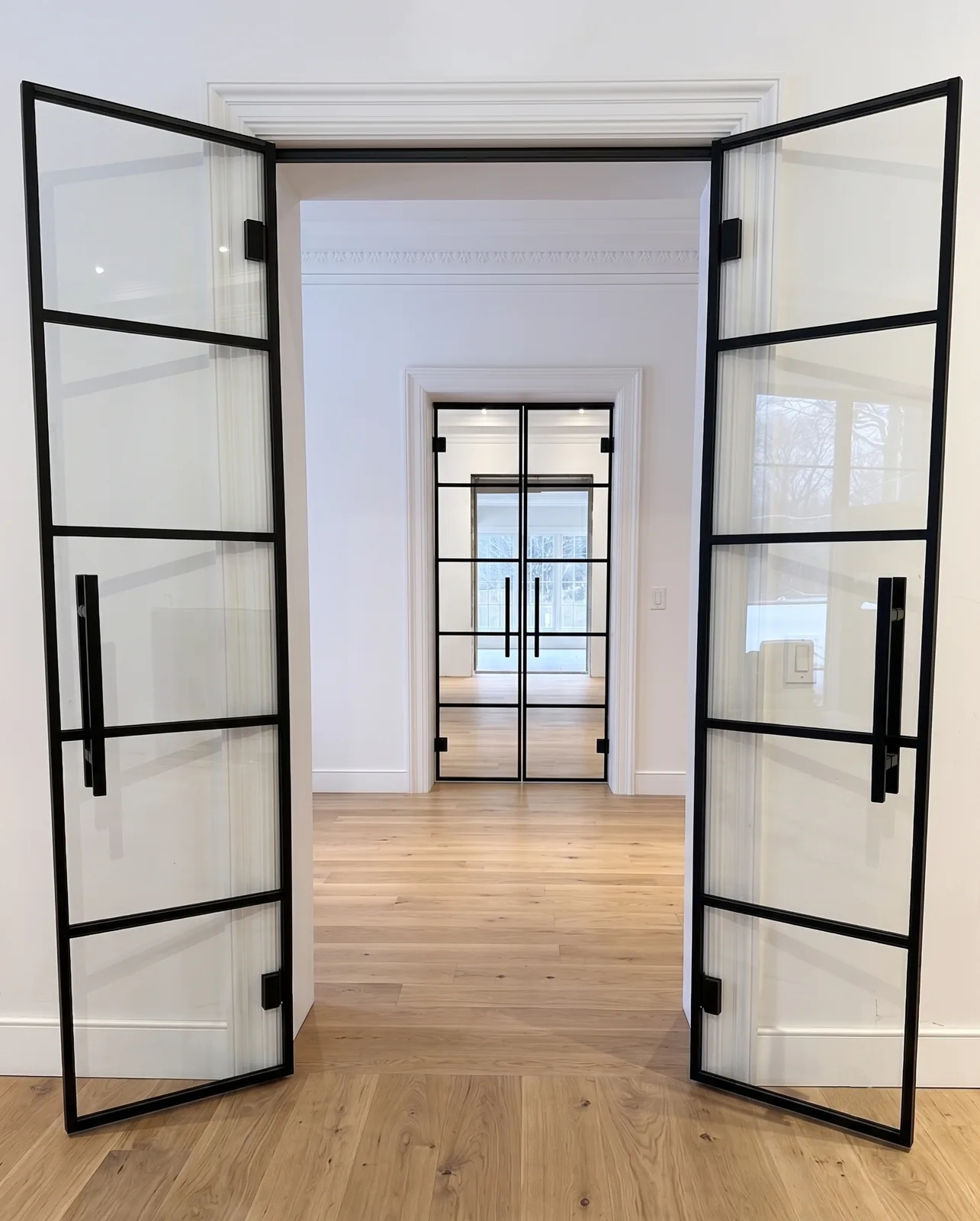 French glass doors open at 135 degrees by WiseGlass NY